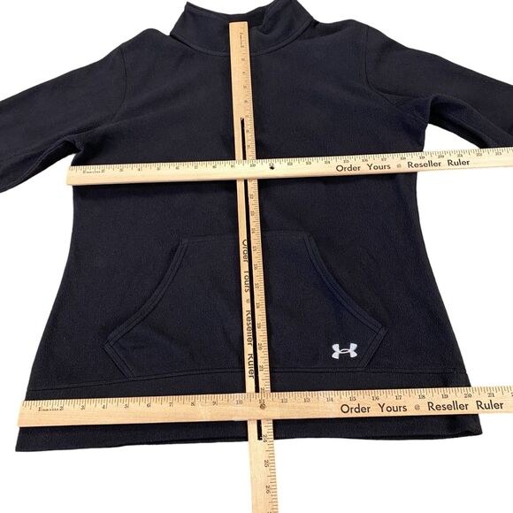 Under armour Sweatshirt Women's Medium Black Fleece Logo Semi Fitted Quarter Zip - Picture 4 of 16